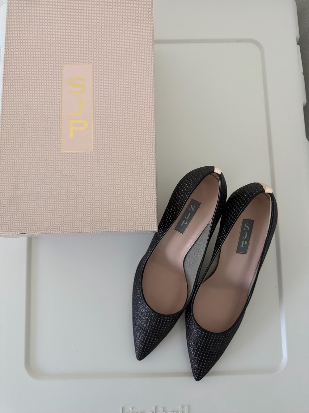 SJP by Sarah Jessica Parker Black Textured Pointed Toe Pumps